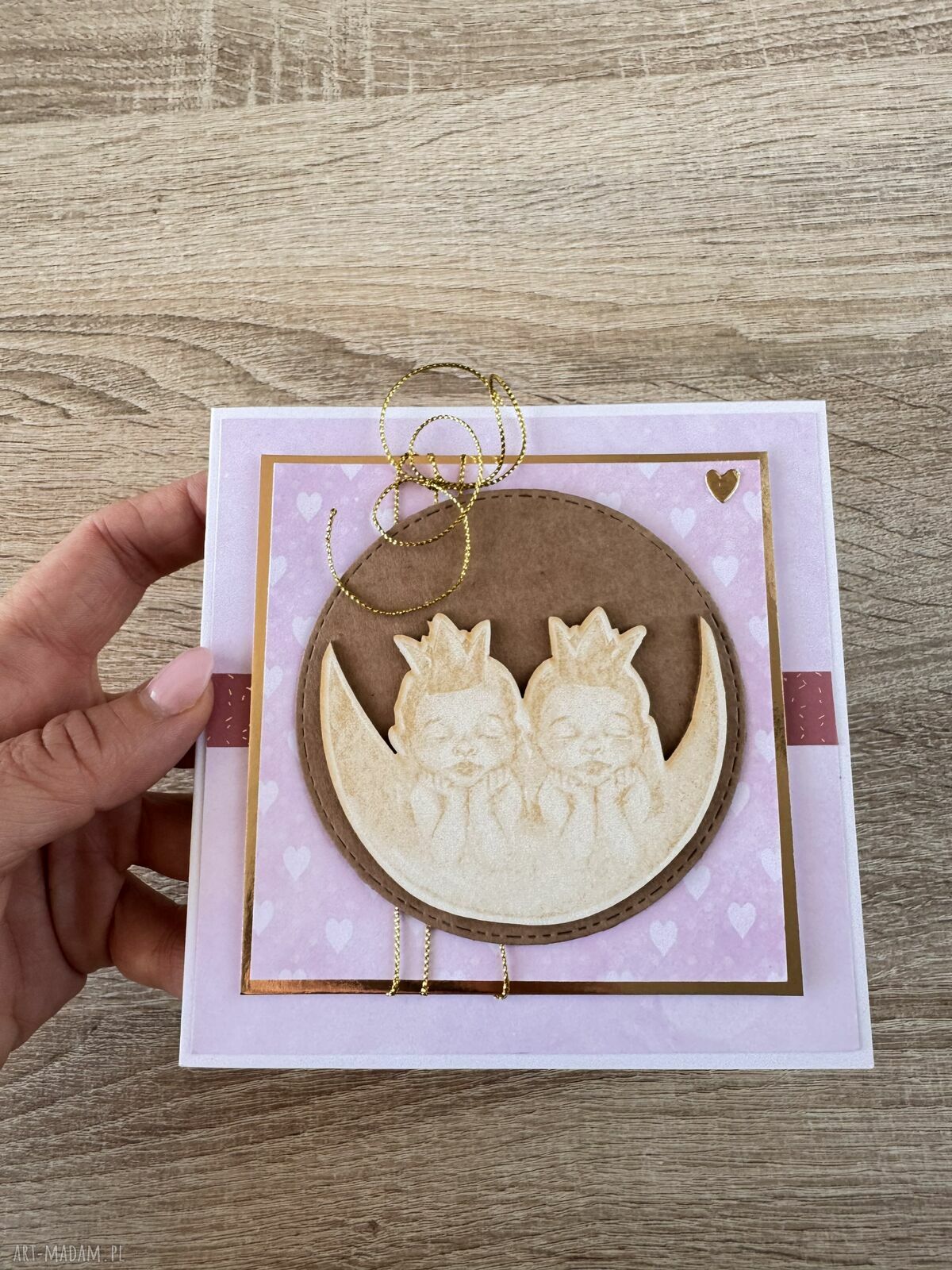 Kartka urodziny roczek babyshower bliżnięta bliżniaczki prezent