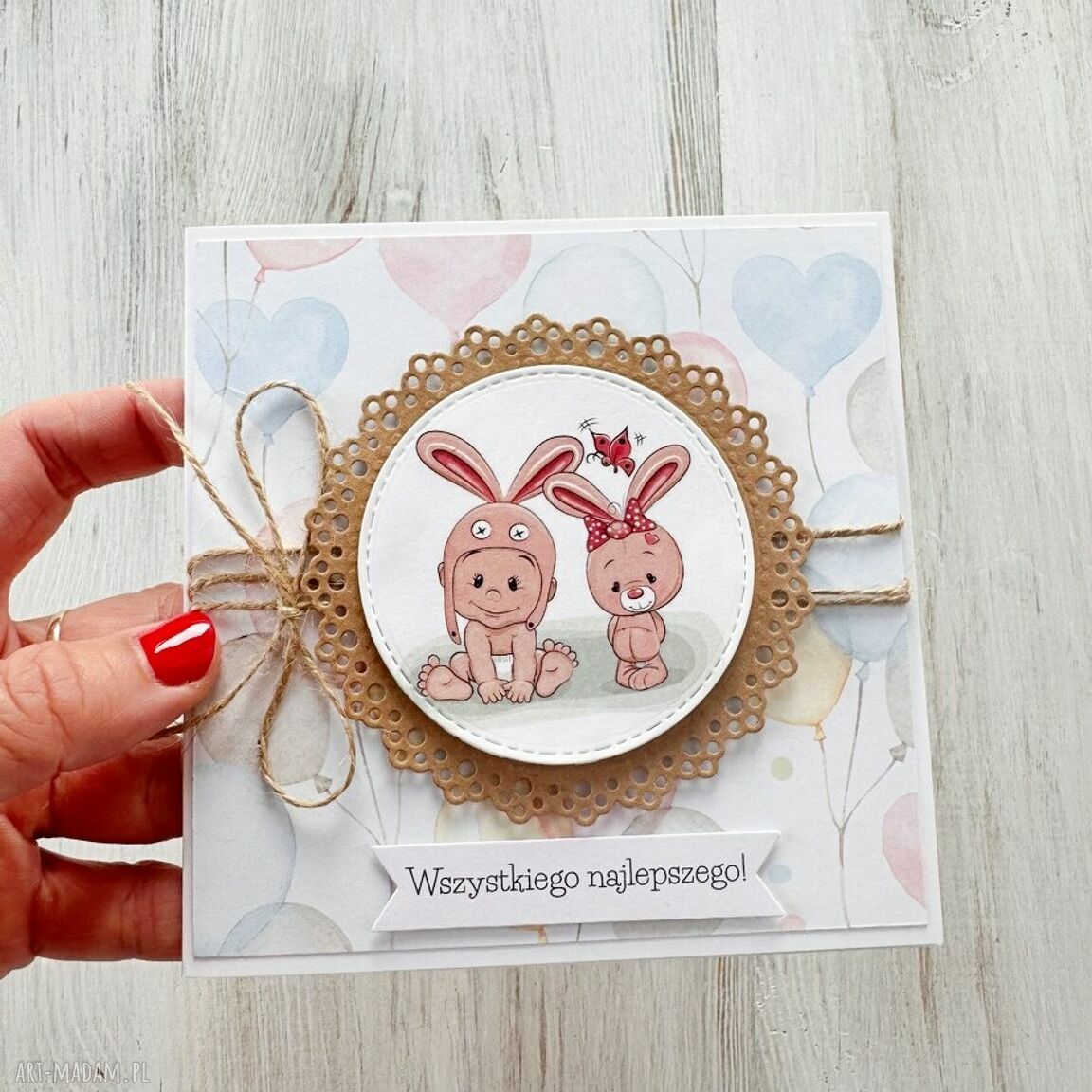 kartki: Kartka na urodziny roczek babyshower Hand Made
