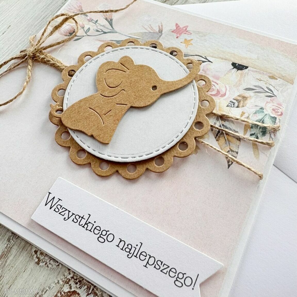 kartki: Kartka na urodziny roczek babyshower Hand Made