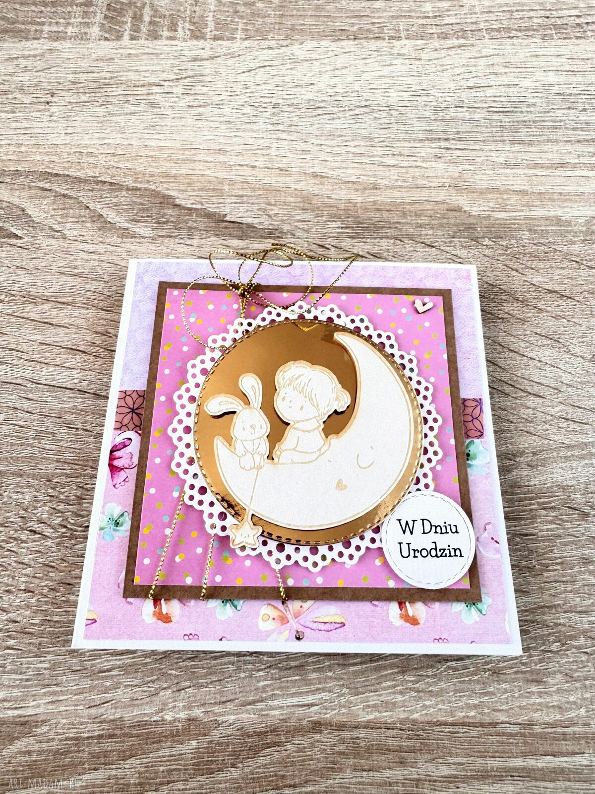 Kartka na roczek i babyshower dla dziewczynki ręcznie robiona scrapbooking
