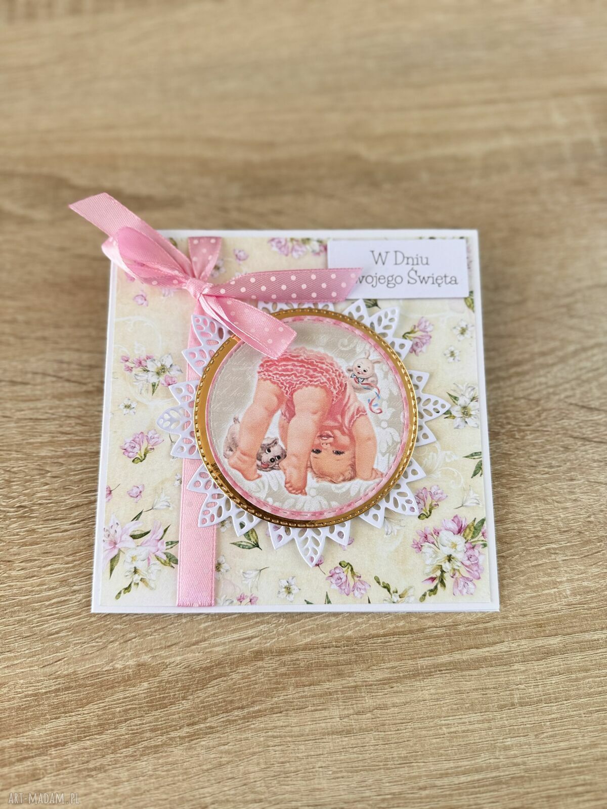 kartki: Kartka na urodziny roczek babyshower ręcznie robione
