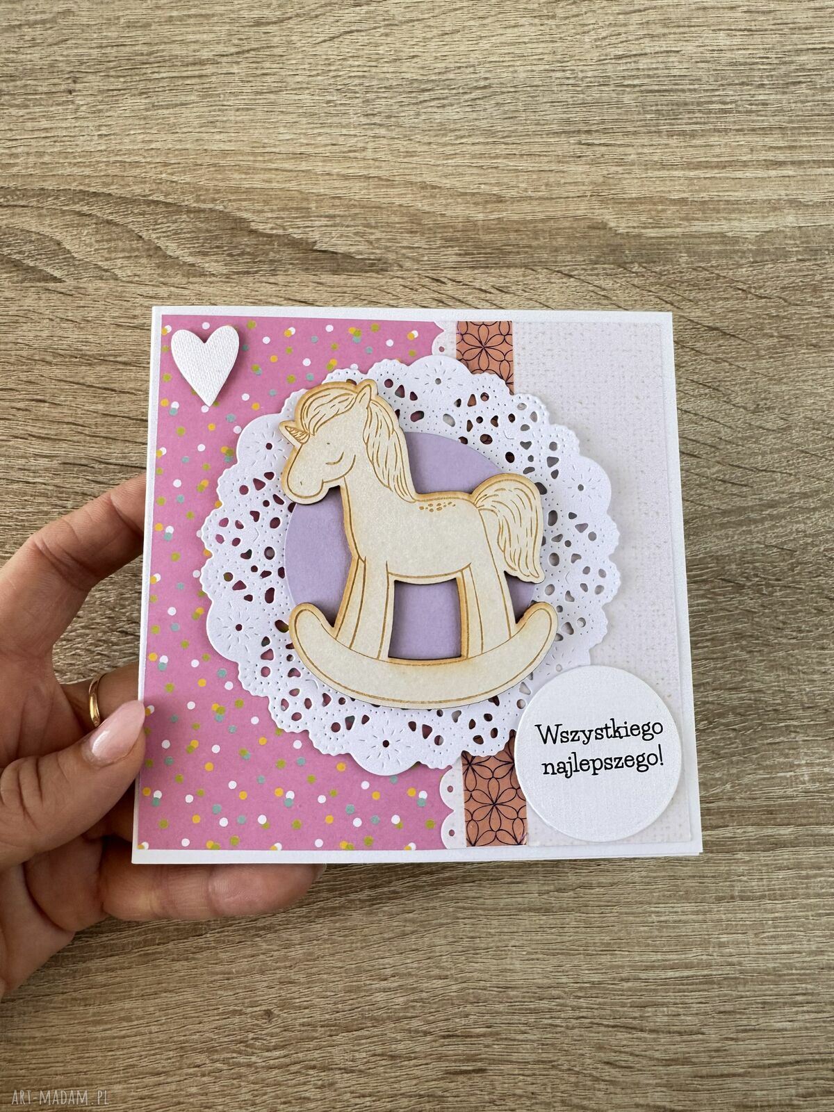 kartki: Kartka na urodziny roczek babyshower ręcznie robione