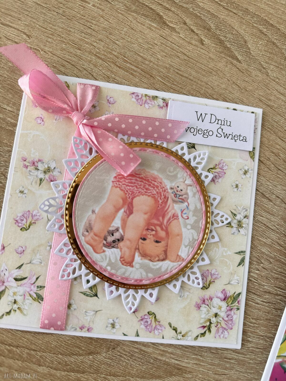 kartki: Kartka na urodziny roczek babyshower ręcznie robione