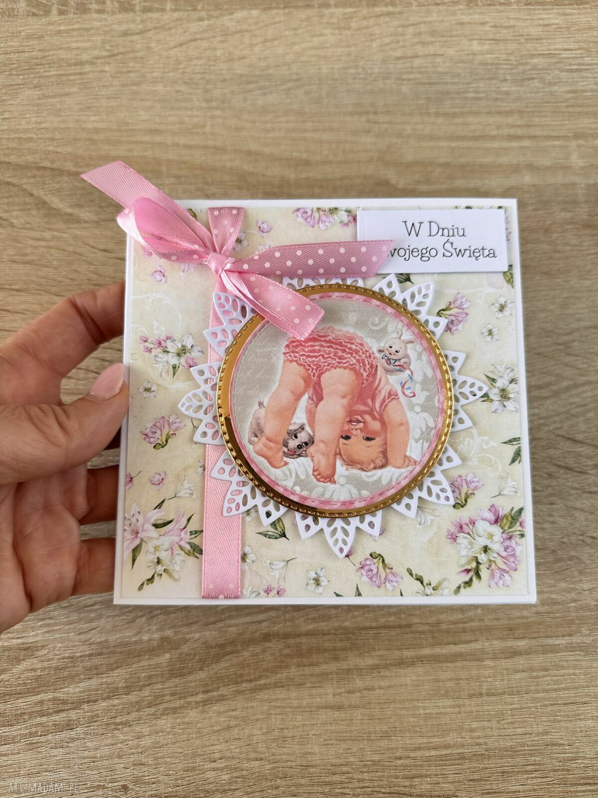 Kartka urodziny roczek babyshower prezent dla dziewczynki
