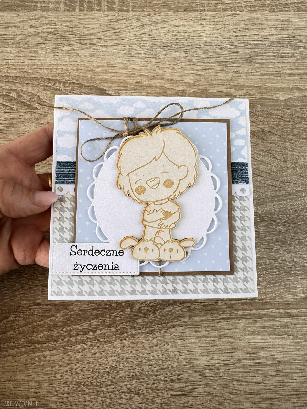 kartki: Kartka na urodziny roczek babyshower ręcznie robione