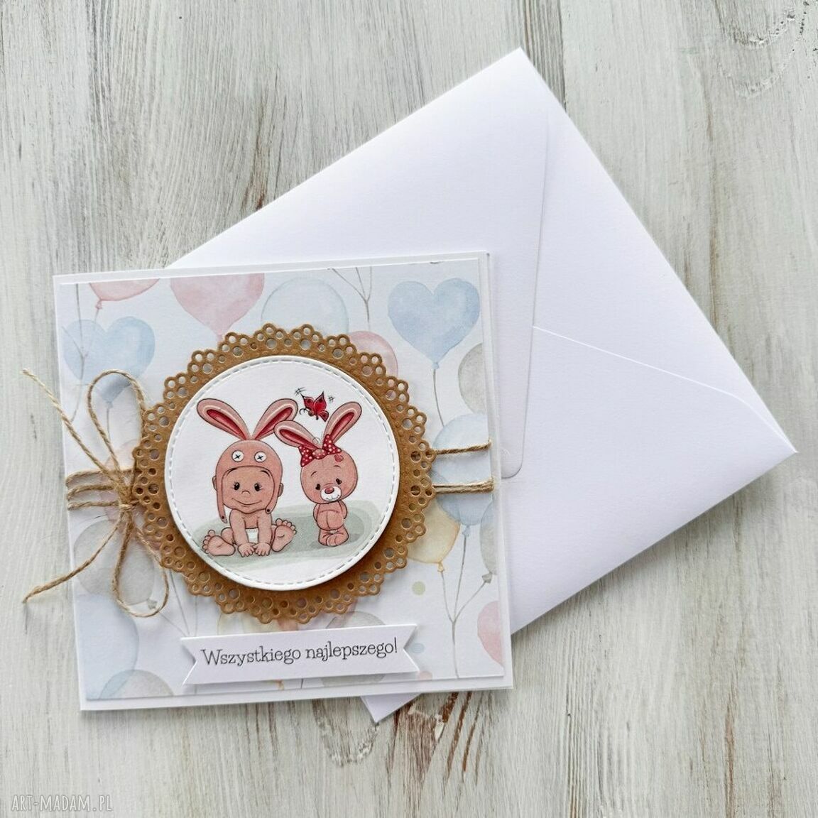 kartki: Kartka na urodziny roczek babyshower Hand Made