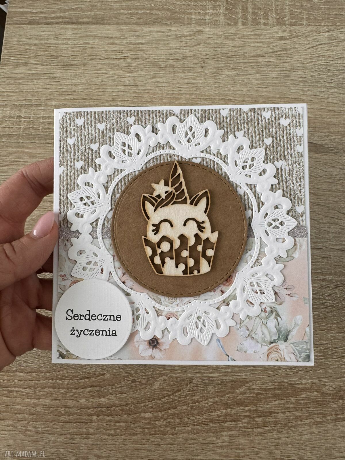 Kartka urodziny roczek babyshower jednorożcem prezent dla