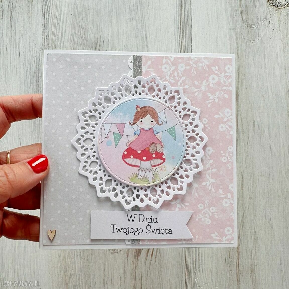 kartki: Kartka na urodziny roczek dla dziewczynki Hand Made