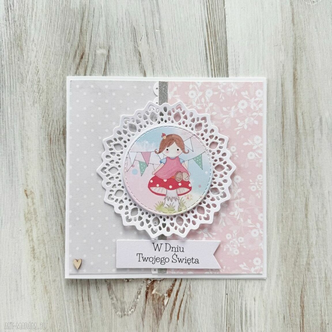 kartki: Kartka na urodziny roczek dla dziewczynki Hand Made