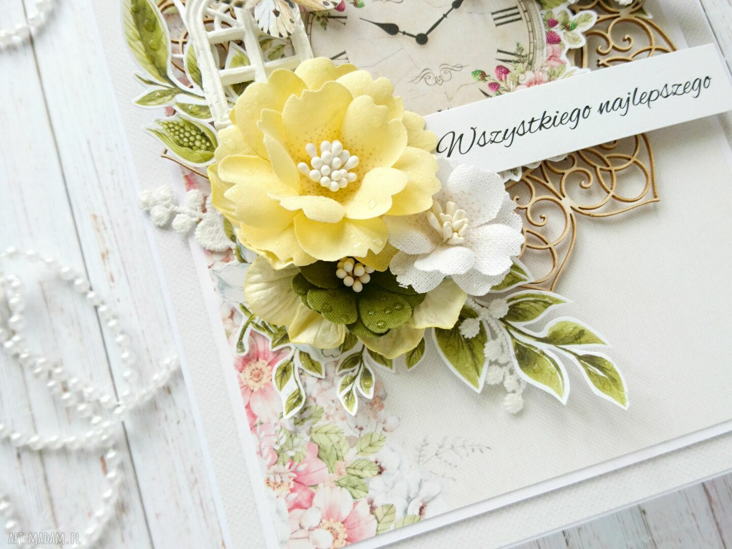 scrapbooking kartki: Kartka z zegarem w pudełku Ręcznie robione