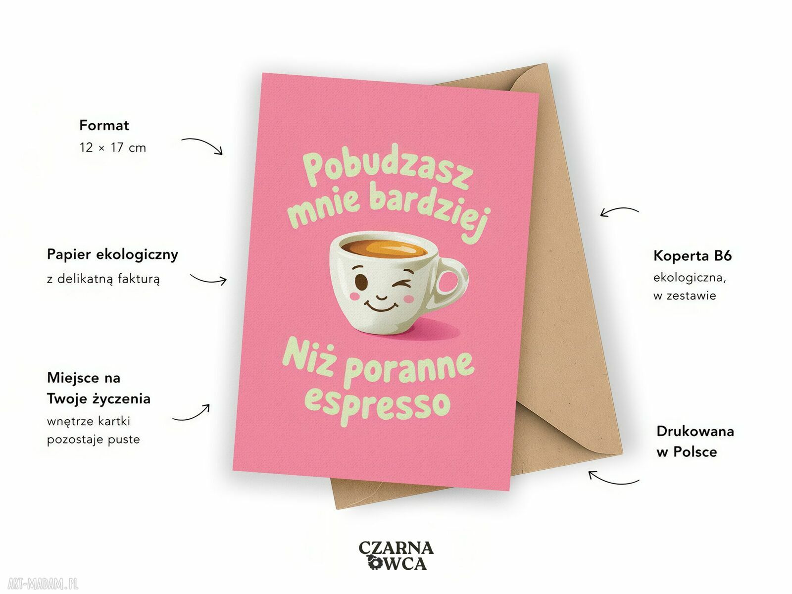 Kartka walentynkowa dla kawosza - pobudzasz mnie bardziej niż poranne espresso