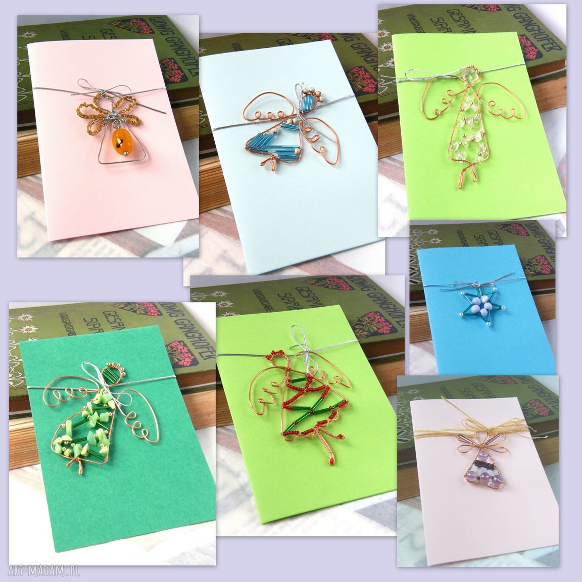 prezent pod choinkę: Kartka na życzenia 3D z białym aniołkiem handmade