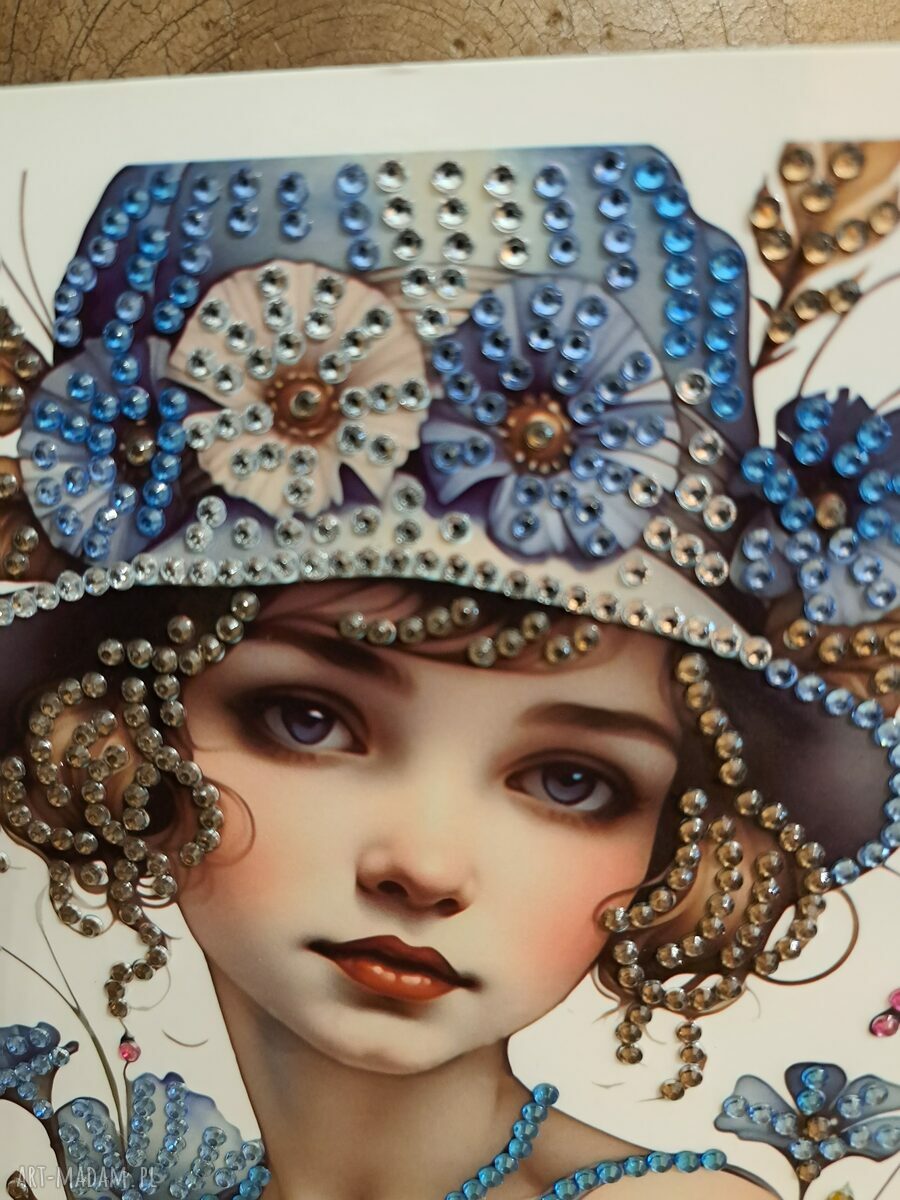Kartka na życzenia z haftem diamentowym 15x15 cm