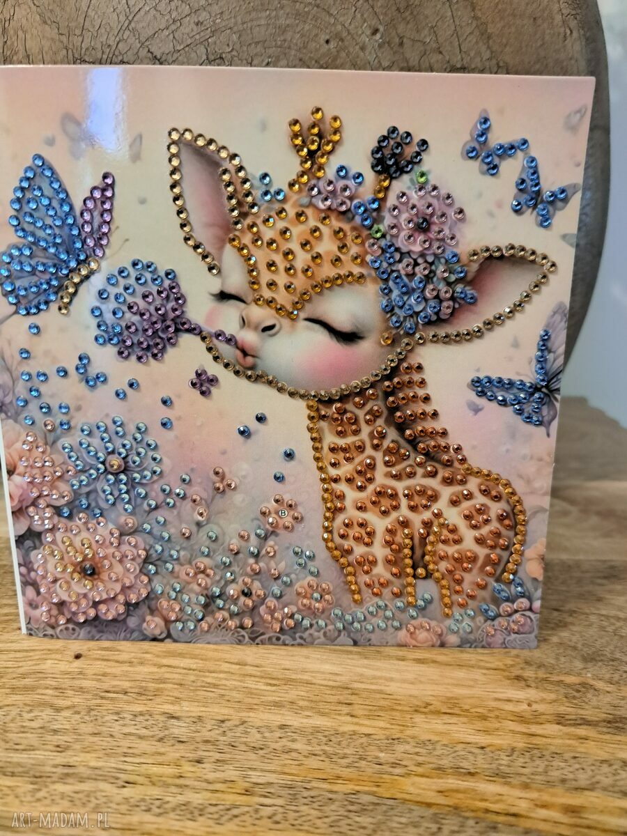 Kartka na życzenia z haftem diamentowym Diamond Dream 15x15 cm z białą kopertą
