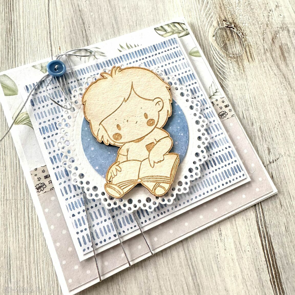 kartki: Kartka okolicznościowa dla chłopca urodziny roczek ręcznie zrobione