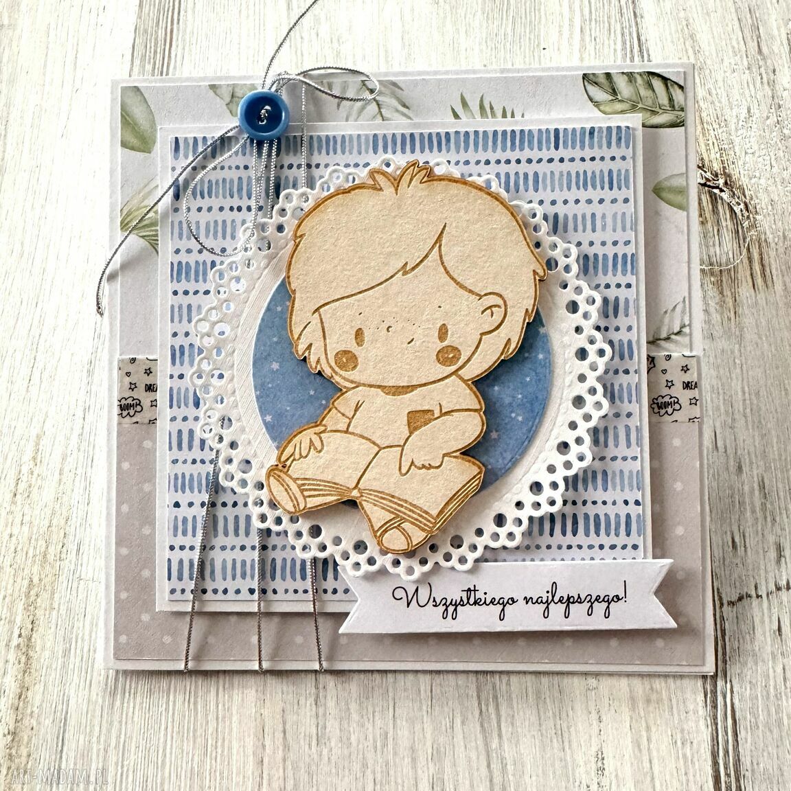 kartki: Kartka okolicznościowa dla chłopca urodziny roczek ręcznie zrobione