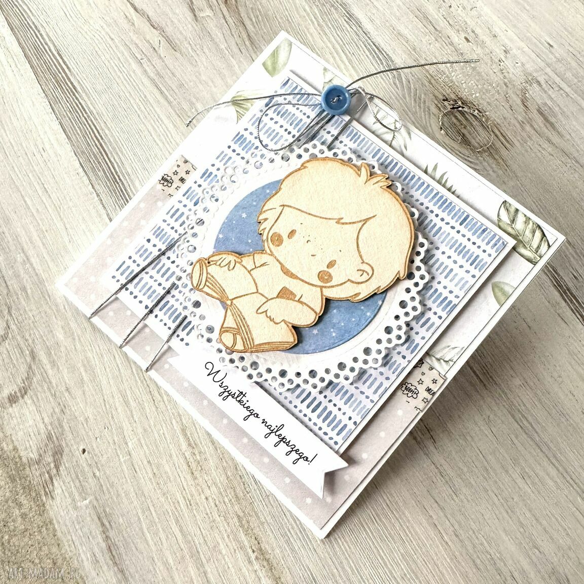 kartki: Kartka okolicznościowa dla chłopca urodziny roczek ręcznie zrobione