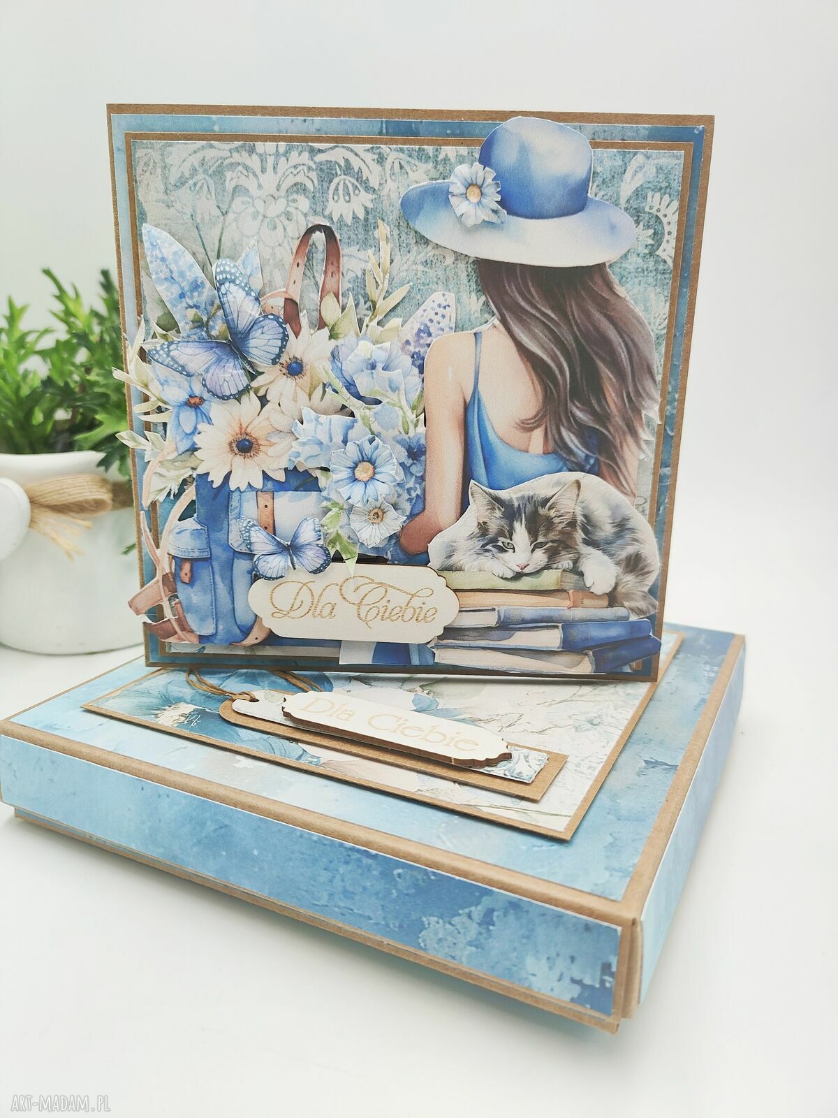 Elegancka kartka scrapbooking „Dla Ciebie” z pudełkiem na imieniny lub urodziny