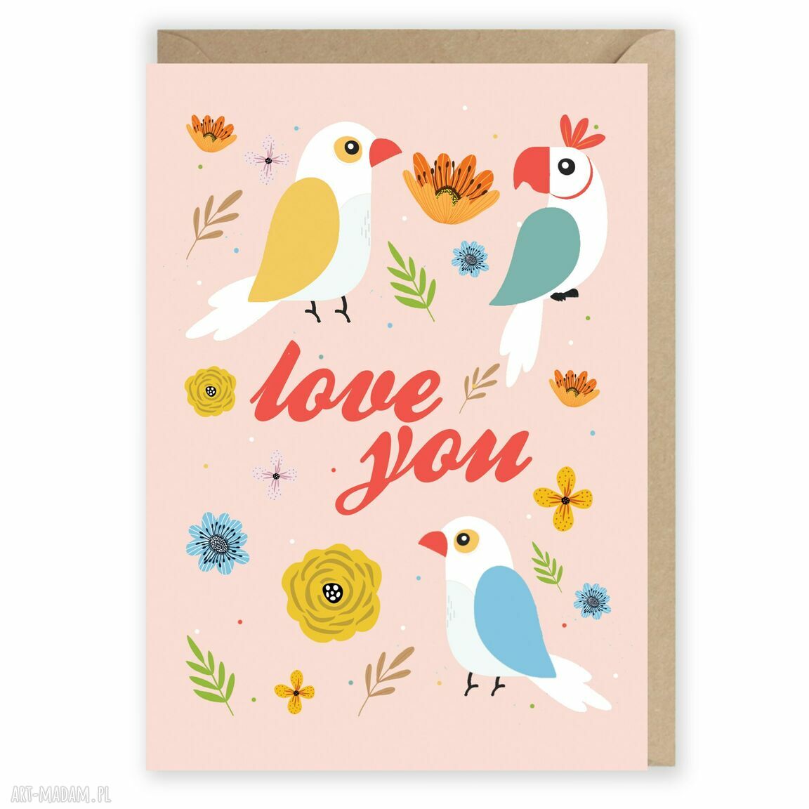 Kartka okolicznościowa Papużki - I love you - Cardie (A6)