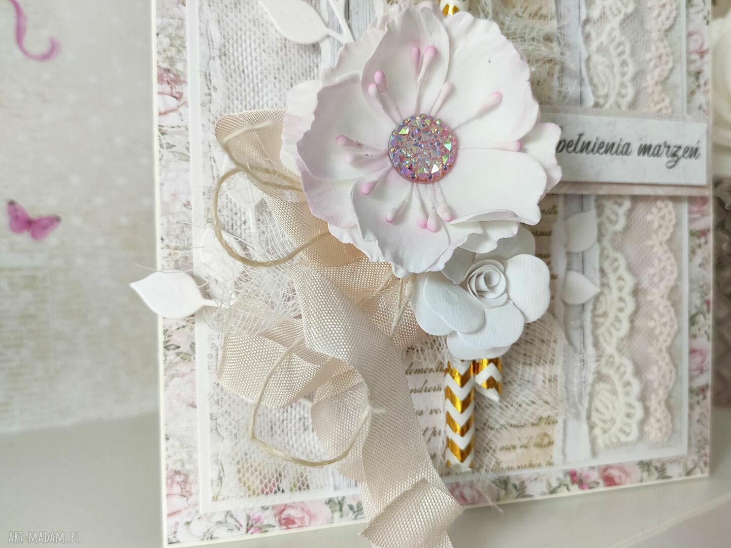 scrapbooking kartki: Kartka okolicznościowa w jasnych kolorach Ręcznie robione