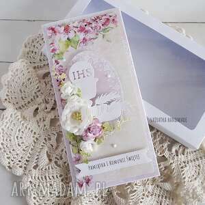 pamiątka i komunii św 601 - różowe scrapbooking kartki