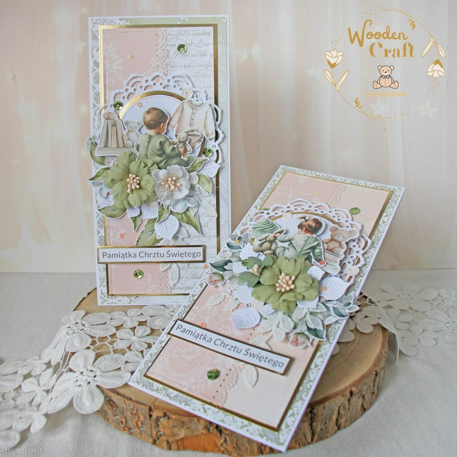 Kartka pamiątka na chrzest, roczek i narodziny dla dziewczynki PeachBabyGirl