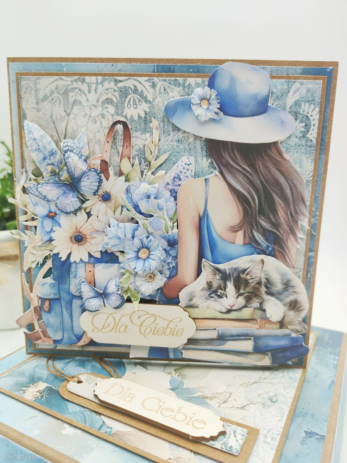 Elegancka kartka scrapbooking „Dla Ciebie” z pudełkiem na imieniny lub urodziny