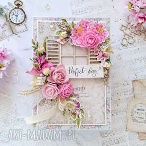 kartka perfect day w stylu shabby chic - beżowe scrapbooking