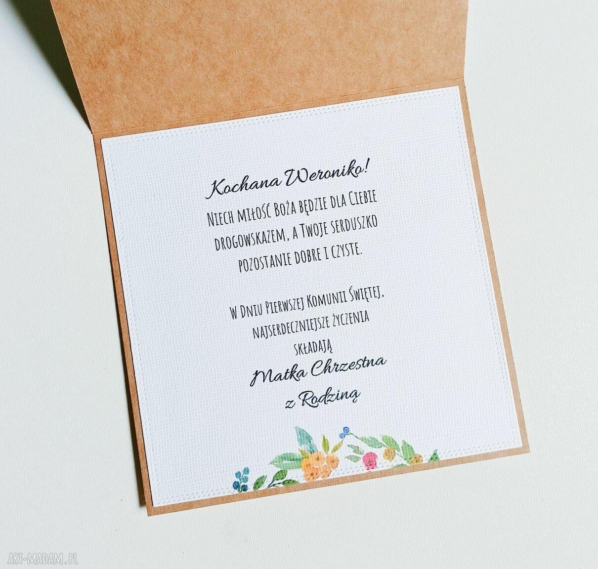 Komunijna kartka w pudełku PREMIUM z kopertą na pieniądze - personalizowana