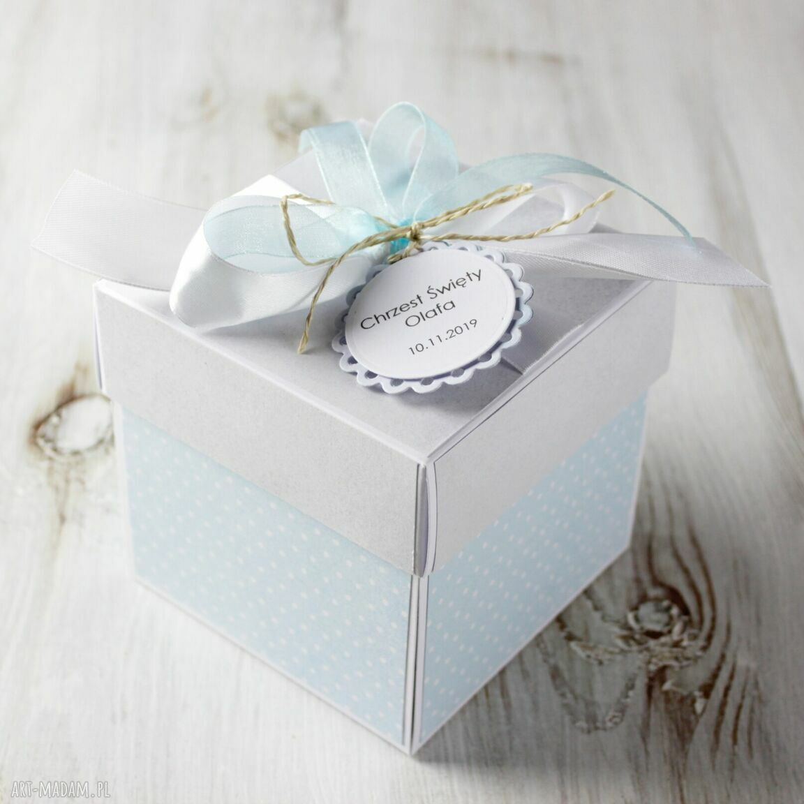 scrapbooking kartki: Kartka pudełko z okazji Chrztu Świętego HandMade