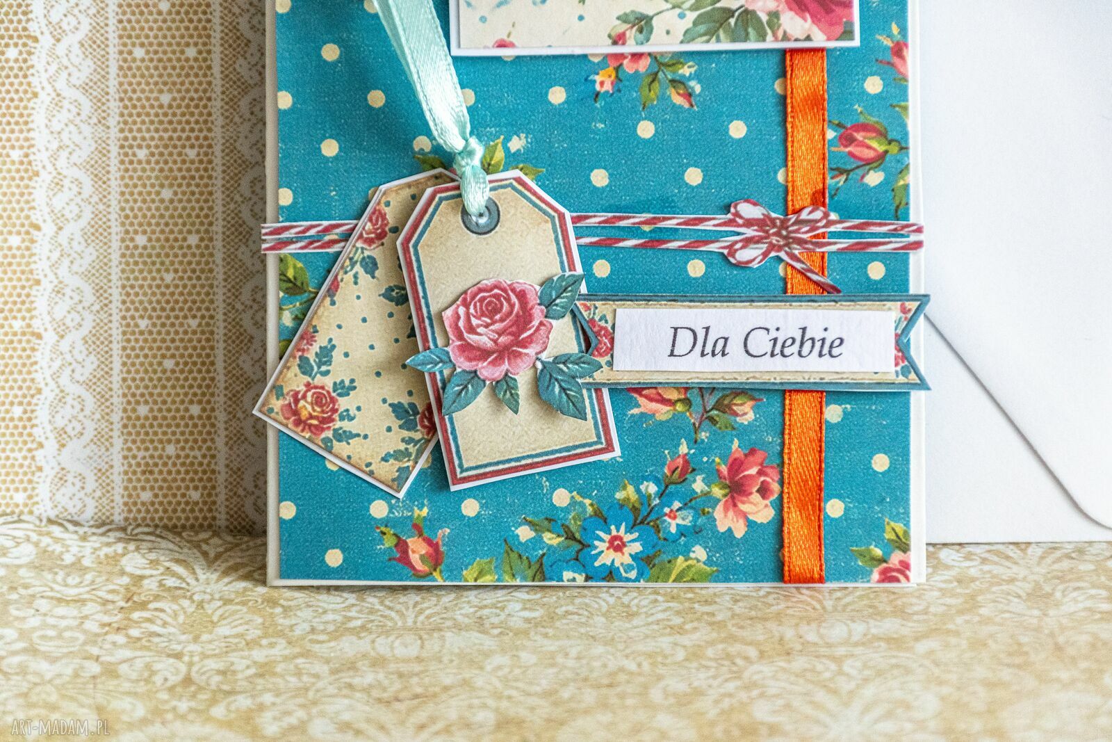Kartka retro z sercem „Dla Ciebie”