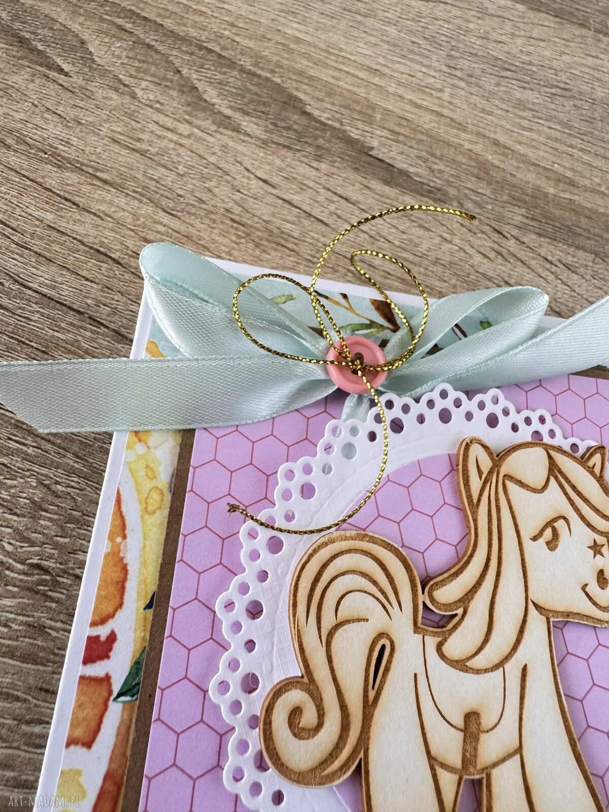 Ręcznie robiona kartka roczek, chrzest, urodziny i babyshower scrapbooking z kopertą