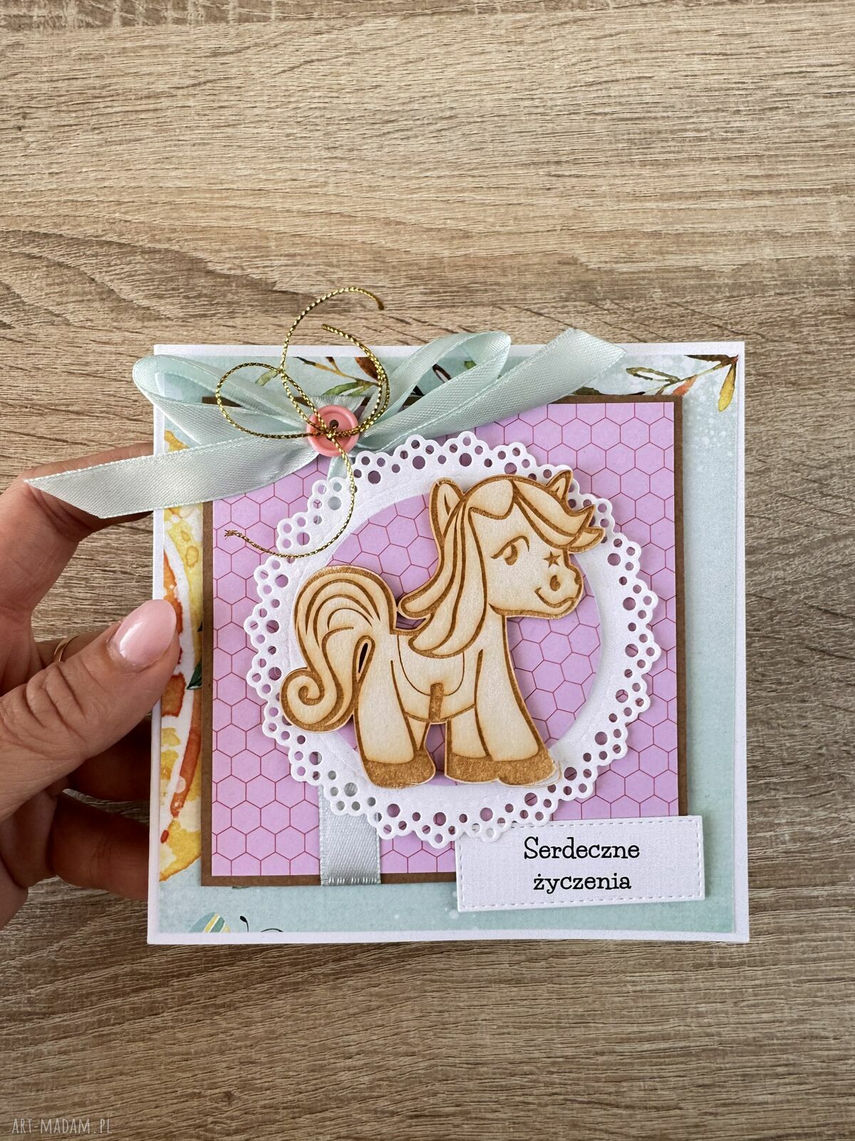 Ręcznie robiona kartka roczek, chrzest, urodziny i babyshower scrapbooking z kopertą