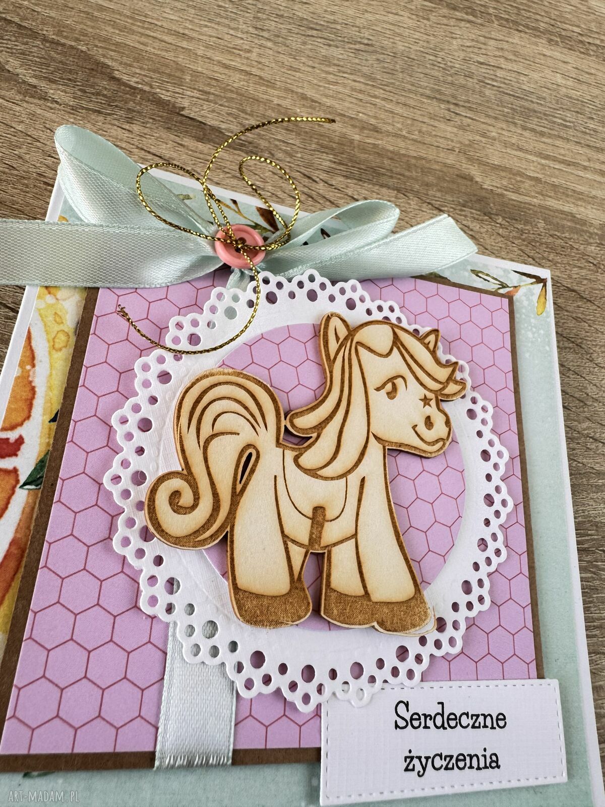 Ręcznie robiona kartka roczek, chrzest, urodziny i babyshower scrapbooking z kopertą