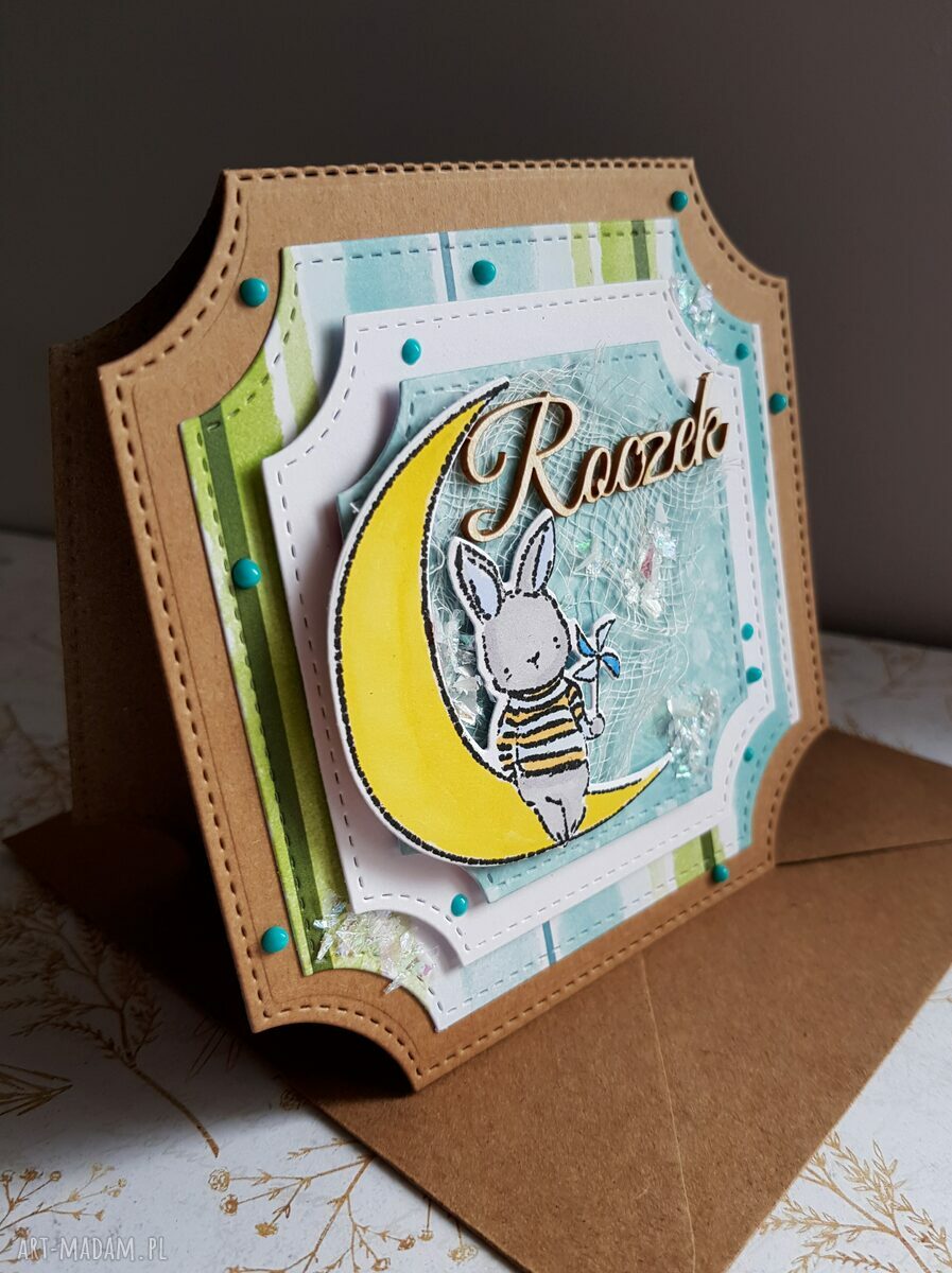 Kartka roczek z króliczkiem - 1. urodziny dla chłopca