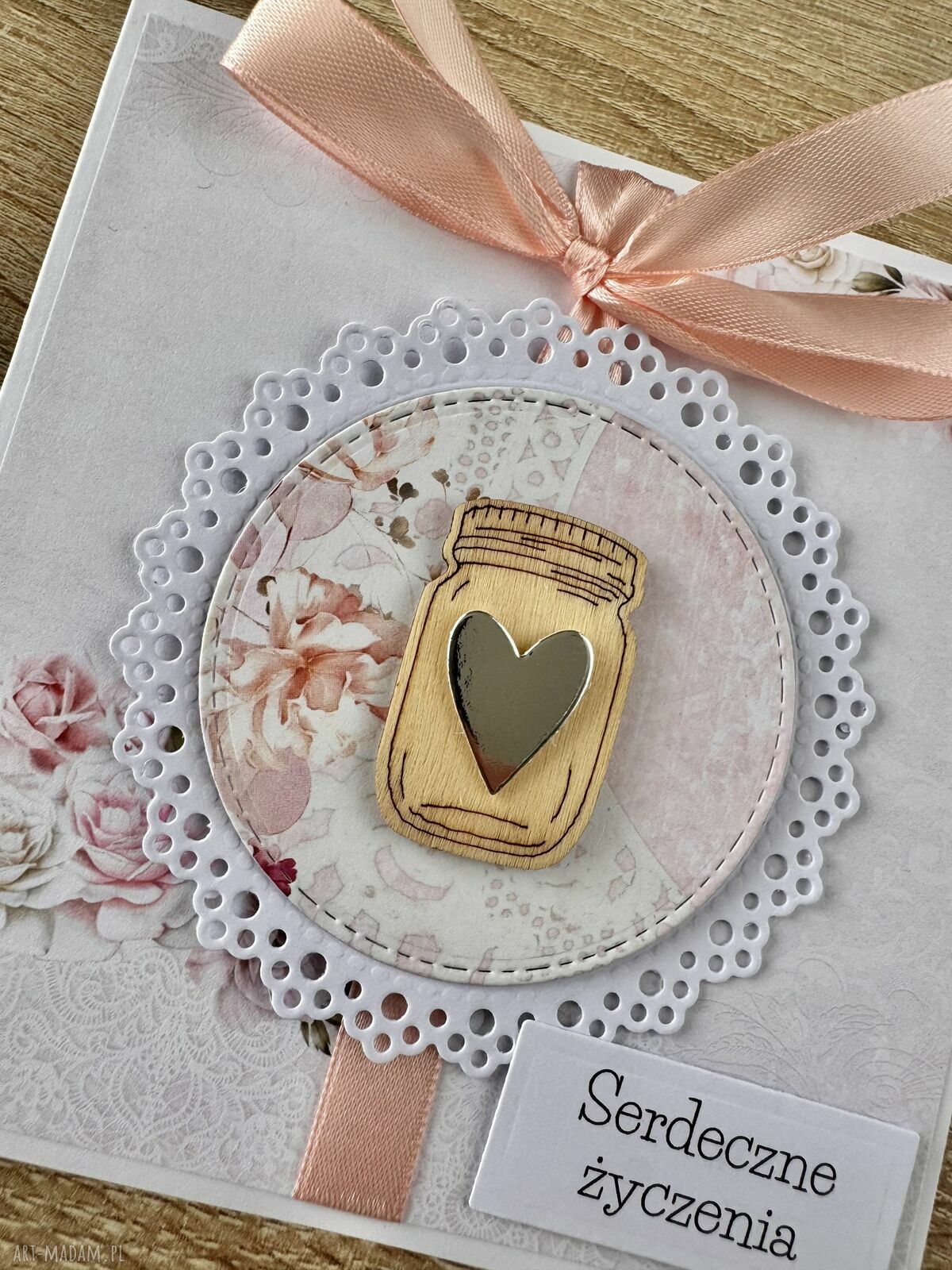 Kartka ślubna handmade z miłością, podziękowaniem i życzeniami
