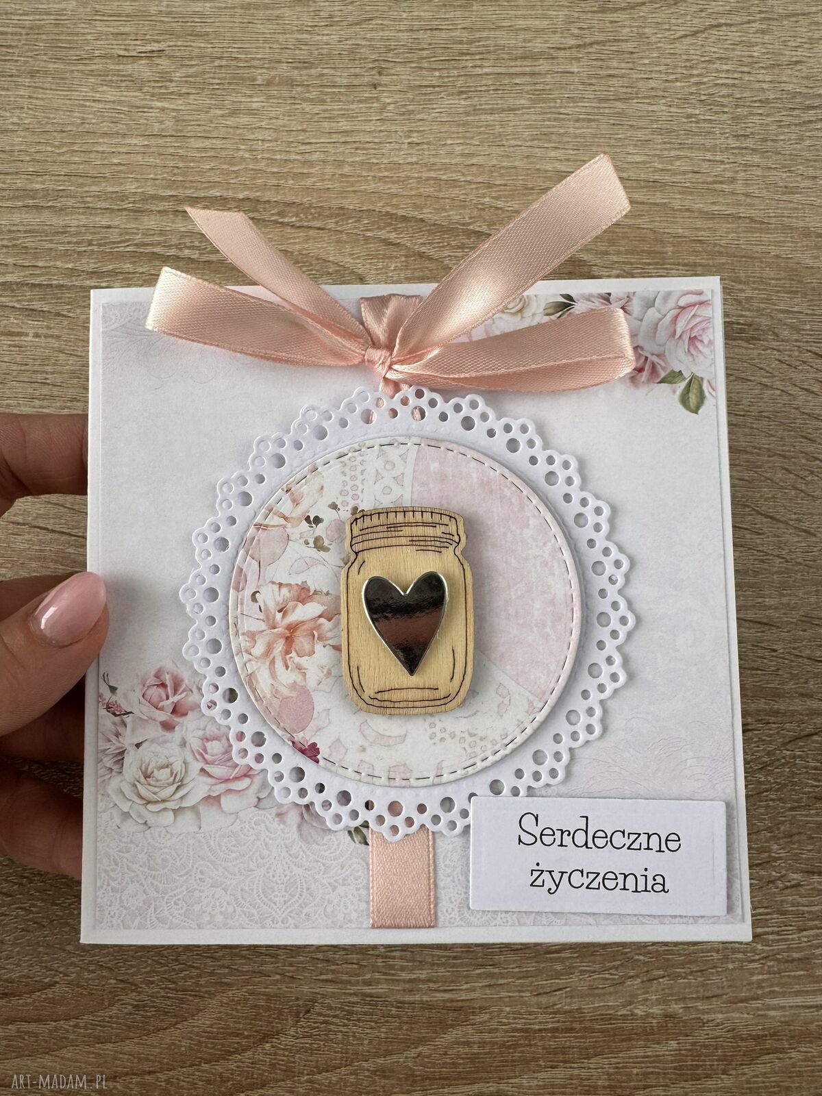 Kartka ślubna handmade z miłością, podziękowaniem i życzeniami