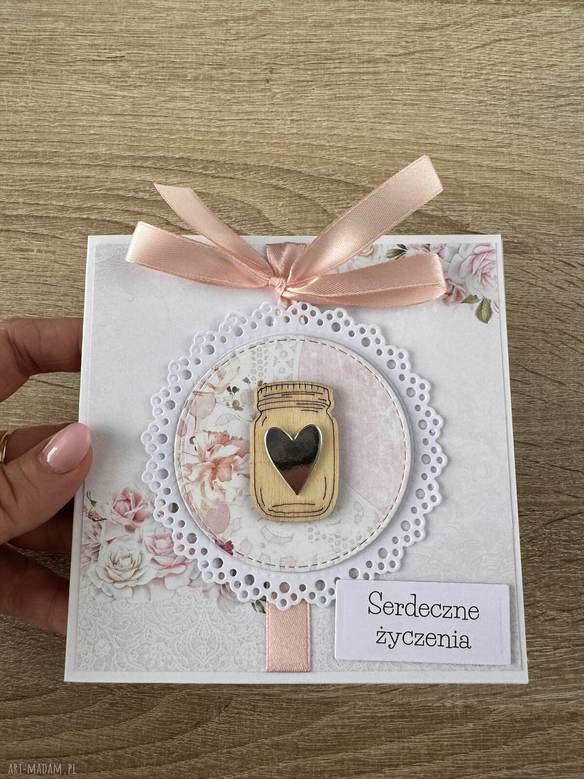 Kartka ślubna handmade z miłością, podziękowaniem i życzeniami