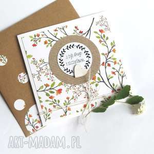 kartka ślubna handmade floral branches