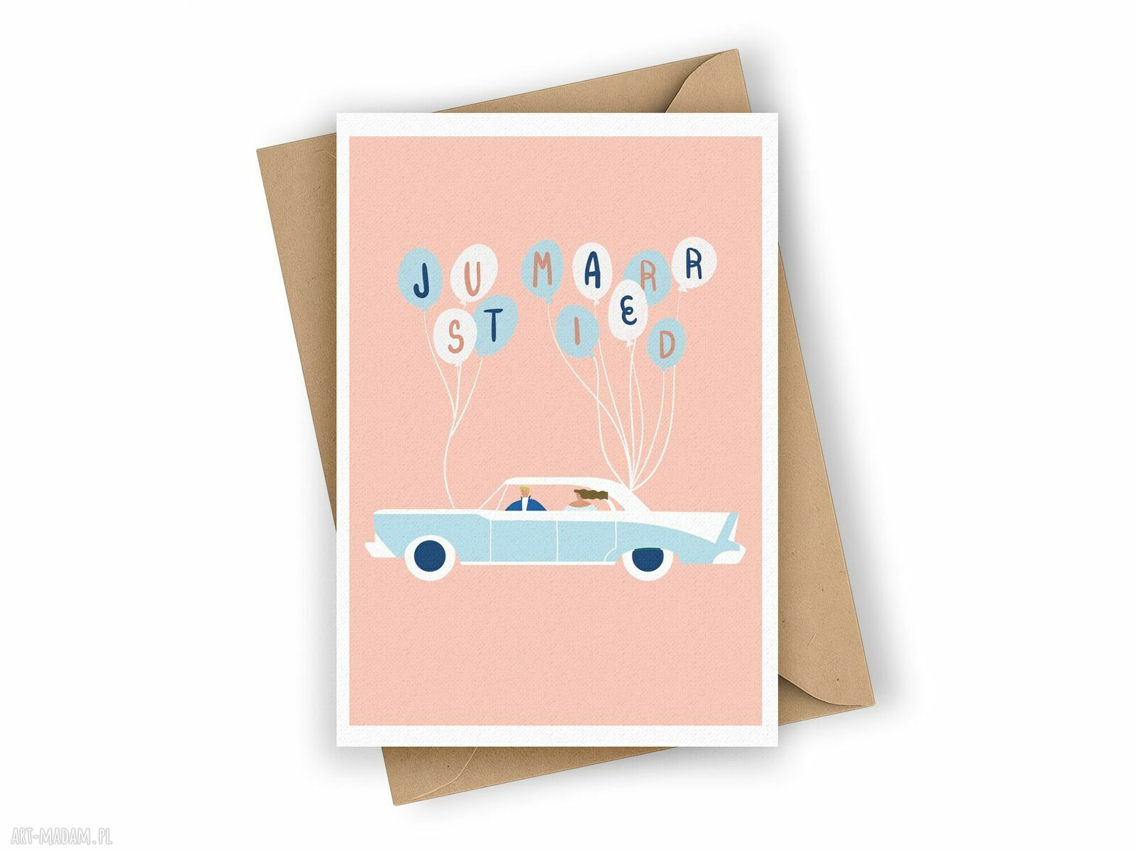 Kartka ślubna Just Married dla młodej pary