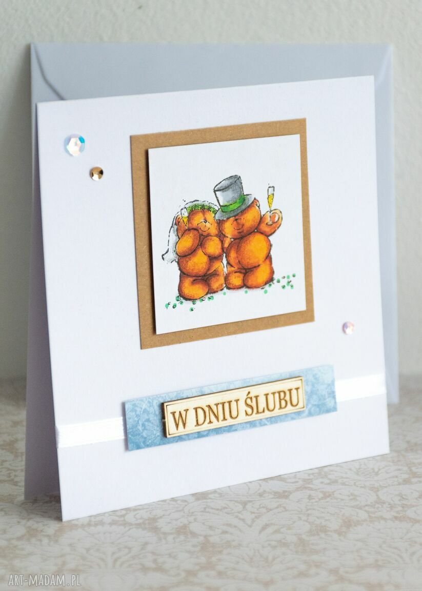 Kartka ślubna Misie nr 1 - prosta elegancka