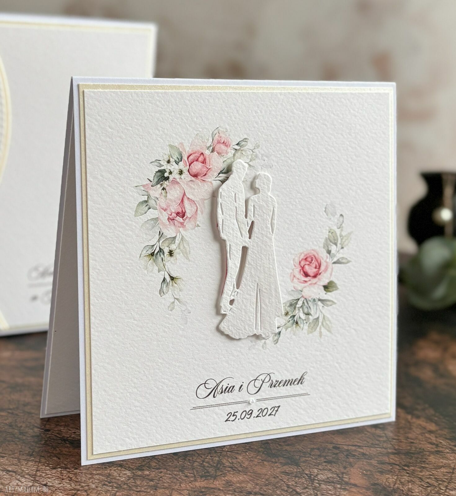 Personalizowana kartka ślubna w pudełku - pamiątka dla Młodej Pary
