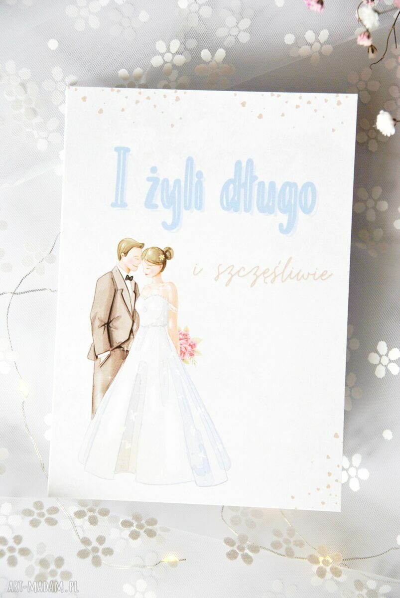 Urocza kartka ślubna „I żyli długo i szczęśliwie” - romantyczny prezent dla młodej pary
