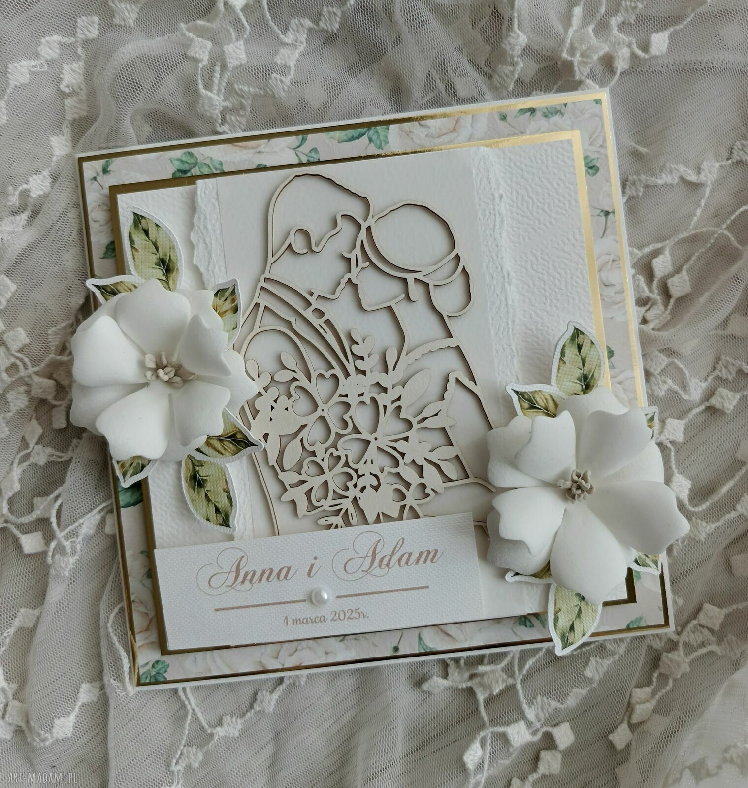 Kartka ślubna handmade 'Rodzinny Czas'