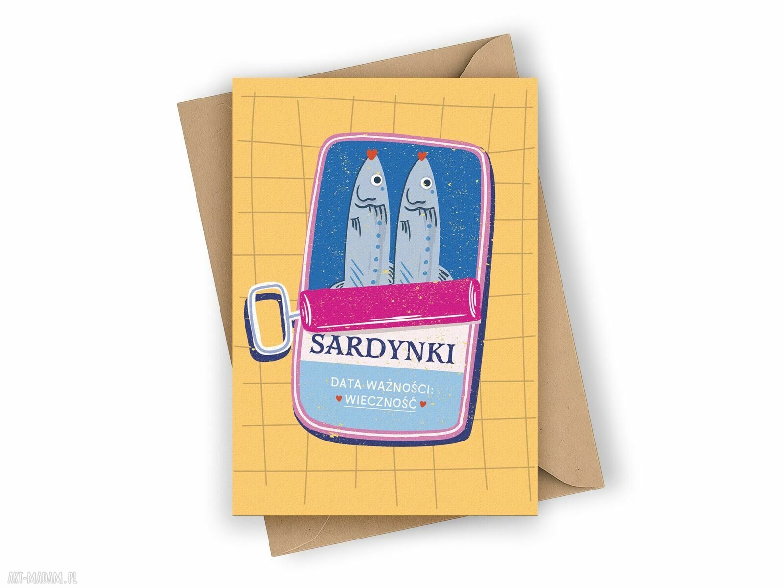 Zabawna kartka ślubna z sardynkami dla Młodej Pary