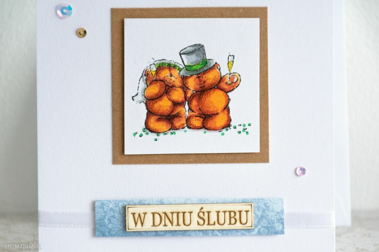 Kartka ślubna Misie nr 1 - prosta elegancka