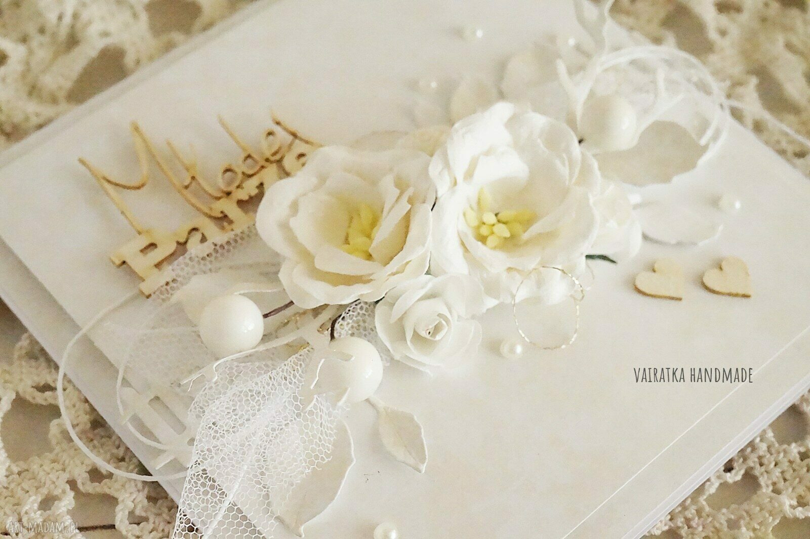 scrapbooking kartki: kartka ślubna w bieli, z pudełkiem, 587 hand made