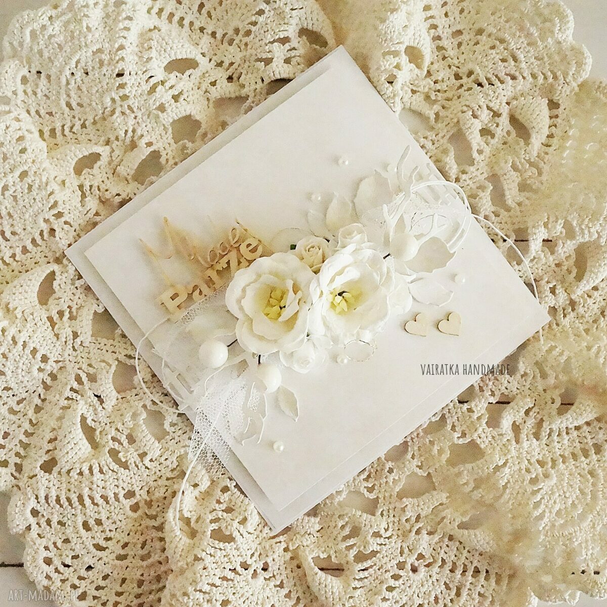 scrapbooking kartki: kartka ślubna w bieli, z pudełkiem, 587 hand made