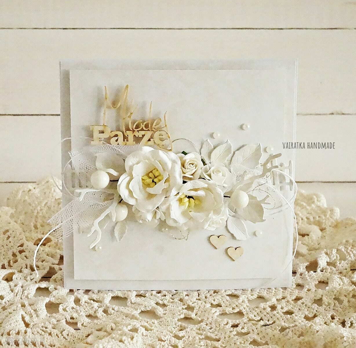 scrapbooking kartki: kartka ślubna w bieli, z pudełkiem, 587 hand made