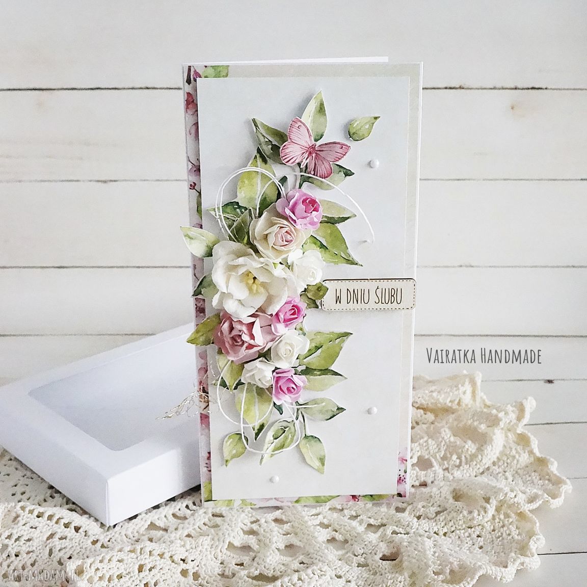 Kartka ślubna w pudełku - elegancki prezent ze scrapbookingu